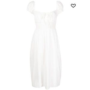 REFORMATION Dress Arna White Keyhole Tie Front Smocked Cottagecore Fishermancore